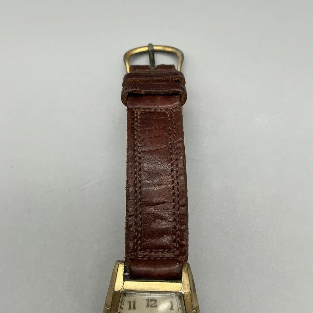 Vintage Westfield Mens Watch 23mm Cream Dial Brown Leather Manual Wind For Parts